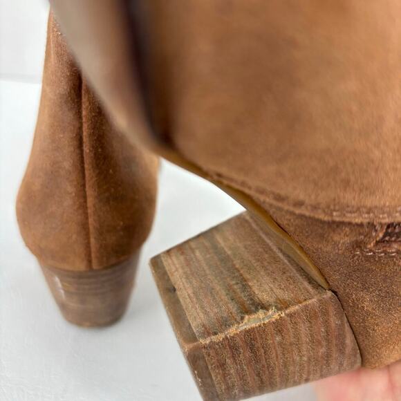 Lucky Brand Tulayne Ankle Bootie Side Zip Boot Brown Leather Block Heel Size 8.5 - Picture 10 of 14